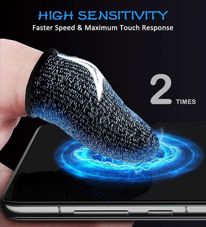 30 Pack Black,Silver Fiber Gaming Finger Sleeves for Mobile Gaming - Image 4