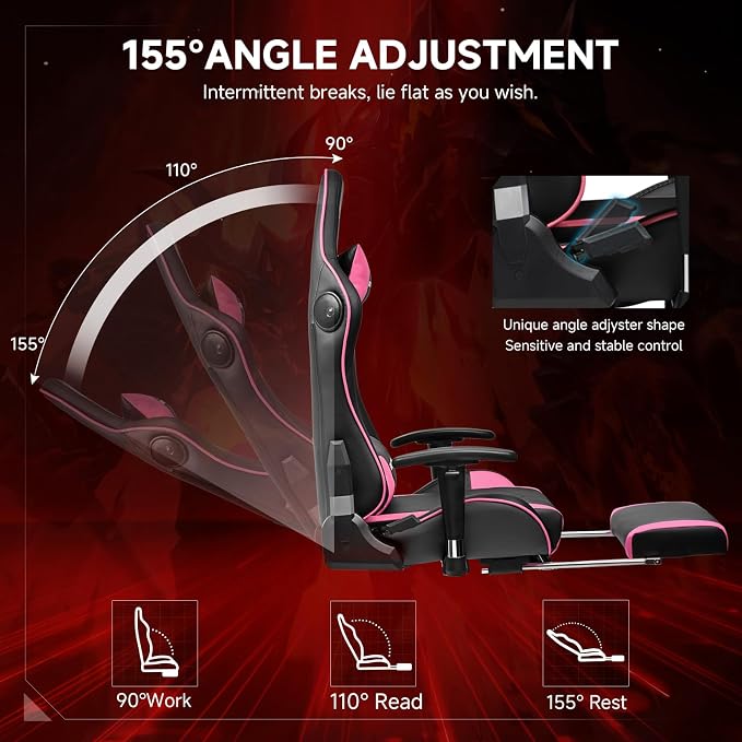 GTPLAYER Gaming Chair,Gamer Chair with Bluetooth and Adjustable Backrest,Seat Height Adjustable Computer Chairs with 3D Armrests,Video Game Chair with Footrest Speakers (Colourful) - Image 5