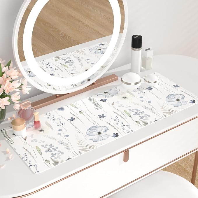 QiyI PU Leather Large Mouse Pad, 31.5" x 11.8", Watercolor Flowers | Desk Décor Accessories, Extended Size, Waterproof & Easy to Clean, Smooth Surface, Non Slip Desk Organization - Image 6