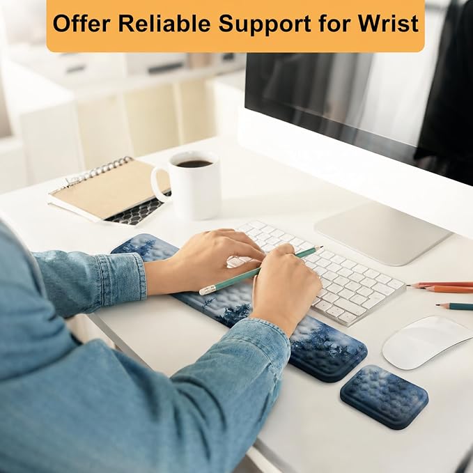 Keyboard Wrist Rest Mouse Wrist Support, Memory Foam Wrist Rest Pad for Computer Laptop, Ergonomic Wrist Cushion Support for Typing Pain Relief, Gaming Home Office, Forest - Image 5