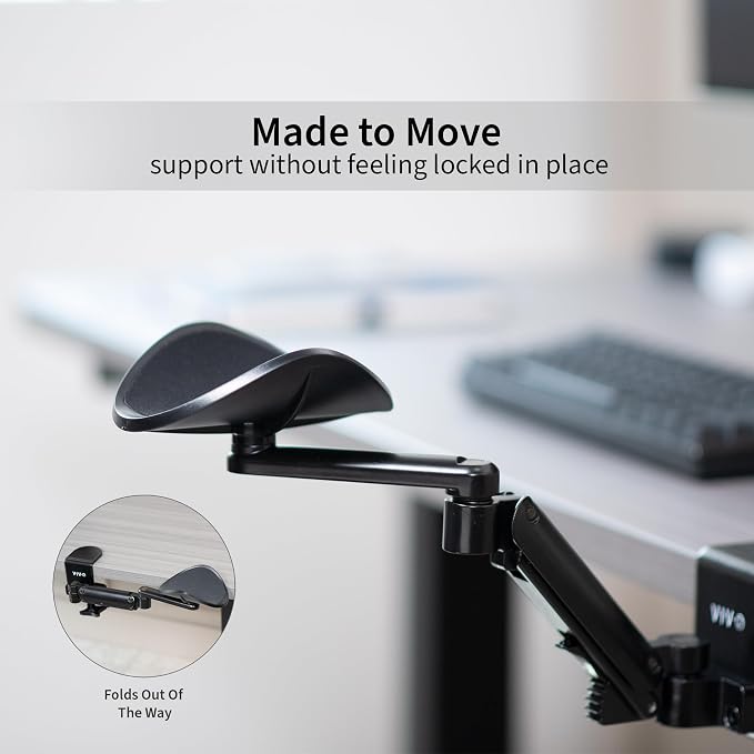 VIVO Universal Clamp-on Adjustable Armrest, Desk Cradle Rotating Elbow Cushion, Above Table Extension Platform Arm Support, Black, MOUNT-ARM01 - Image 8
