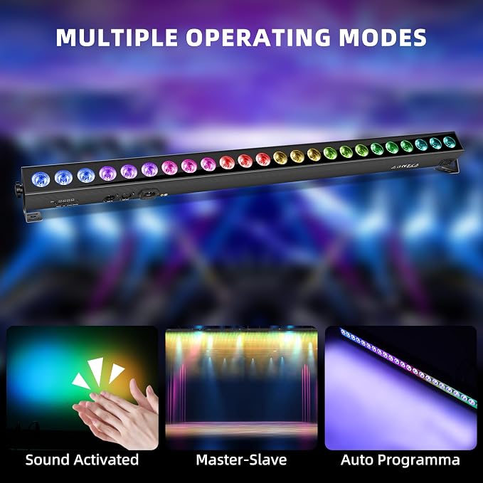 LED Stage Wash Light Bar - 150W DJ Light Bar with RGBW High-Lighted & RGB Aura Effect - Uplights for Events with DMX Control,Sound Activated,Auto Play, Master Slave for Event Party Church Wedding - Image 4
