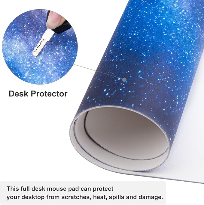 QiyI PU Leather Large Mouse Pad, Office Decor, 31.5" x 11.8", Starry Sky | Desk Décor Accessories, Extended Size, Waterproof & Easy to Clean, Smooth Surface, Non Slip Desk Organization - Image 5