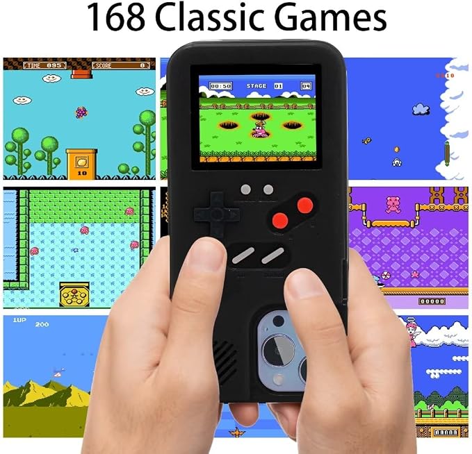 Gameboy Case for iPhone 14 Pro Max Only,Handheld Retro 168 Classic Games,Color Video Display Game Case for iPhone,Anti-Scratch Shockproof Phone Cover for iPhone Black - Image 2