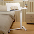 Overbed Bedside Table with Wheels, Pneumatic Adjustable Medical Tilt Top Hospital Bed Table Over The Bed, Rolling Laptop Desk, Mobile Standing Desk for Hospital and Home Use, White by Unknown