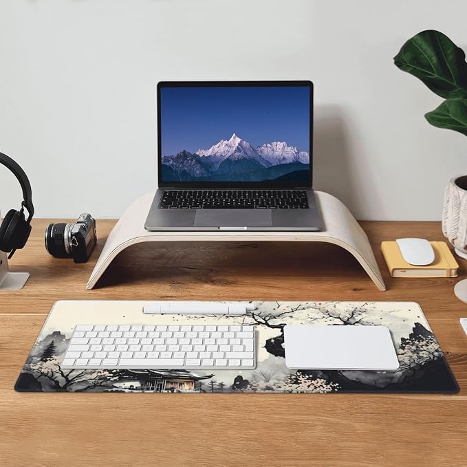 Extended Gaming Mouse Pad, Large Gaming Mouse Waterproof with Stitched Edges, Non-Slip Desktop Pad for Home and Office, Level Up Your 31.5x11.8 Inch… (wash Painting) - Image 8
