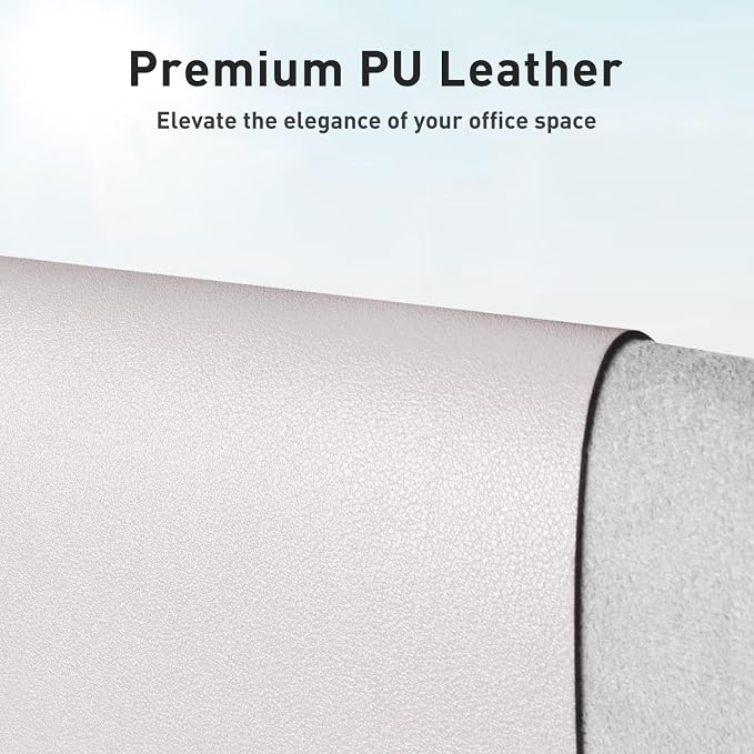 Aothia Large PU Leather Desk Pad Protector – Non-Slip Mouse Pad & Writing Mat for Office/Home, Waterproof, Easy to Clean (48" x 17", Pale Lavender White) - Image 2