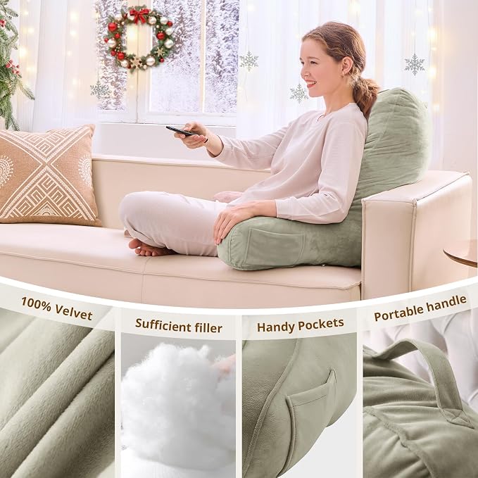 Sasttie Reading Pillow for Bed, Back Pillow for Sitting Up, Linen - Image 5