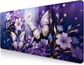 IMAYONDIA Gold Butterfly Desk Pad, Purple Flowers Large Mousepad, Floral Desk Mat, Modern Beutiful Extended Mouse Pads for Laptop, Computer Pad for Women Girls Office, 31.5x11.8 in by IMAYONDIA