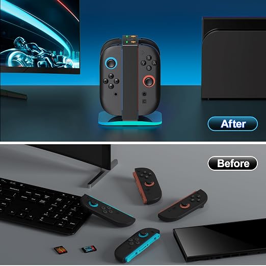 Mocagen Controller Charger for Nintendo Switch 2, Magnetic 4 in 1 Joy-Con Holder, Dynamic Light, Fast 2H Charge Compatible with Switch 2 Joy Con Charger Station Accessories - Image 7
