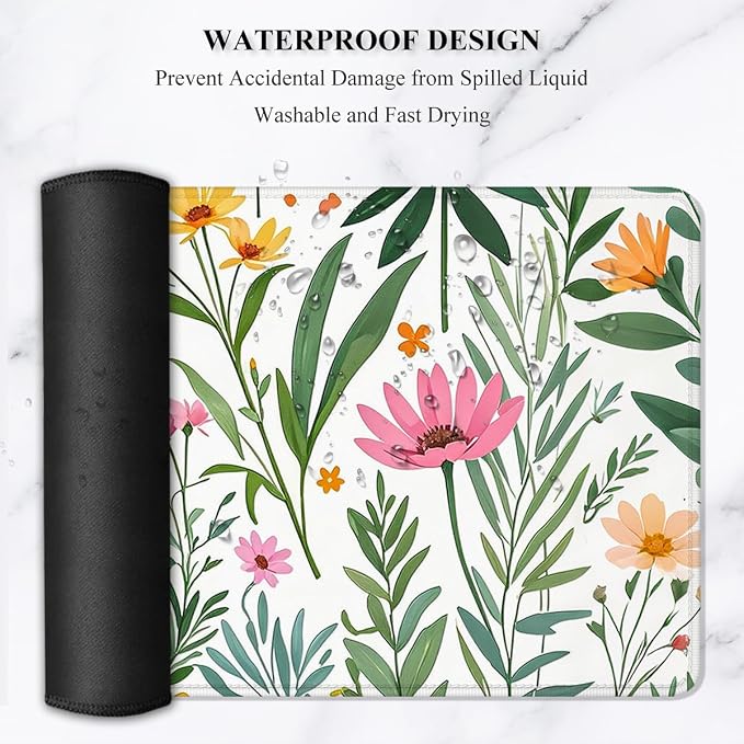 Auhoahsil Desk Mat, Ultra Large Mouse Pad, XXL Gaming Mousepad, Pretty Desk Pad, Big Extended Full Size Desktop Desk Matt for Keyboard, Laptop & Computer, 35.5 x 15.7 in, Tropical Plant - Image 6