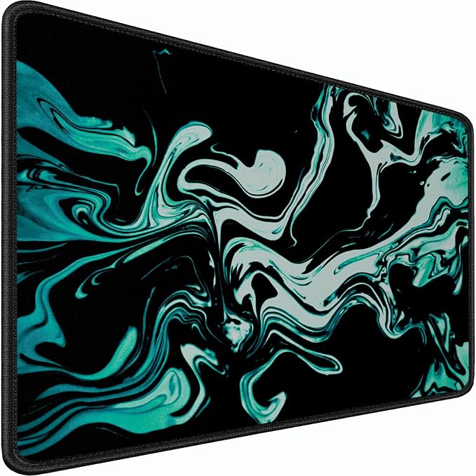 Large Mouse Pad, 31.5x15.7 inch Large Extended Computer Keyboard Mouse Mat, Water Resist Non-Slip Mousepad Rubber Base Long XXL Desk Mouse Pad for Gaming, Office & Home, Marble Cyan by Naukay
