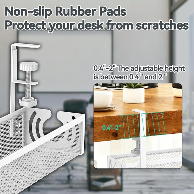 Cable Management, 25.3'' Under Desk Cable Management Tray No Drill - Image 4