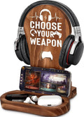 CryCarrot Gaming Birthday Gifts for Men Son Boyfriend Husband Game Lover | Gamer Gifts for Teenage Boys Gamer Room Decor Wood Headset Stand for Gaming Christmas Desk Decor by Crycarrot