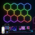 HYPERLITE Hexagon Garage Lights: Gen IV-11 Grid RGB Hexagon LED Lights with Music Sync Mode, App & Remote Control, Multi-Color Honeycomb Light for Gaming Room, Gym, Garage by HYPERLITE
