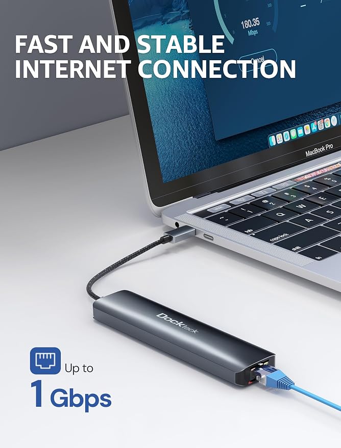 7-in-1 USB C Hub dockteck | 4K 60Hz HDMI, 1Gbps Ethernet, 100W Power Delivery, SD/TF Card Slots, USB 3.0 Data Ports USB C Dock for MacBook, iPad Pro, XPS - Image 5