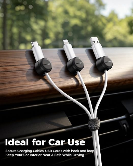 Rocoren 50‑Pack Rotatable Cable Clips & Cord Straps Cable Management Kit - Image 2
