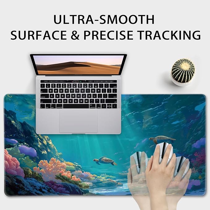 Sea Turtles Large Gaming Mouse Pad Desk Mat 31.5"x15.7" | Extended Mousepad, Non-Slip Rubber Base , Stitched Edges, for Computer/Laptop/Office/Home - Image 5