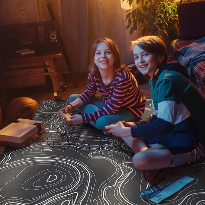 Gaming Chair Mat for Carpet Hardwood Tile Floor,36"x48" Gaming Rug for Gaming Room, Under Desk Non Slip Gamer Rug,Low-Pile Game Room Rug,Rubber Backing Large Gaming Chair Floor Mat,Topographic Contour - Image 3