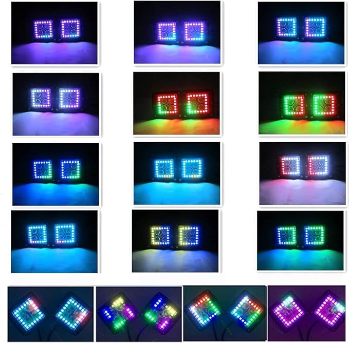 Lpteso 4X 4Inch LED Flood Work Pods with RGB Chasing Halo Ring Fog Lights - Image 6