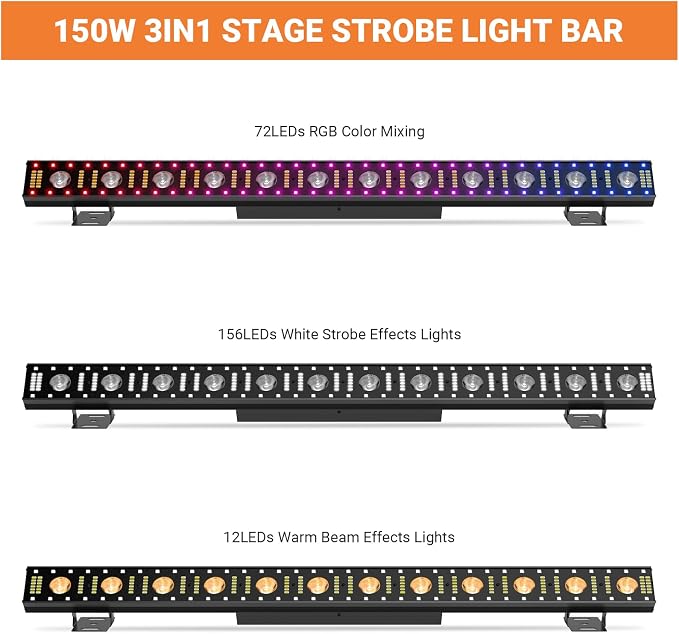 Battery Powered 150W 240LED Stage Wash Light Bar for DJ Party - Image 4
