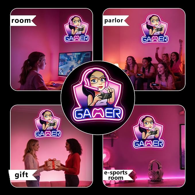 Gamer Neon Sign,Gaming Neon Sign for Girls Game Room Decor,LED Neon Game Signs for Gaming Wall Decor,Gaming Lights for Teenage Boys Girls Gamer Gifts,Girls Room Decor - Image 4