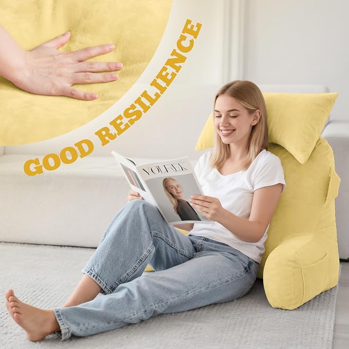Reading Pillow for Bed,Back Pillow for Bed Sitting Up,Lumbar Support Pillow - Image 4