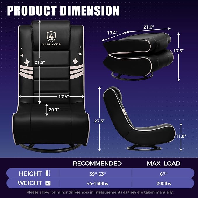 GTPLAYER Floor Gaming Chair Foldable Swivel Floor Chairs for Kids Boys Comfy Video Game Seat with 360° Multipurpose for Gamers, Bedroom or Game Room (Gold) - Image 3