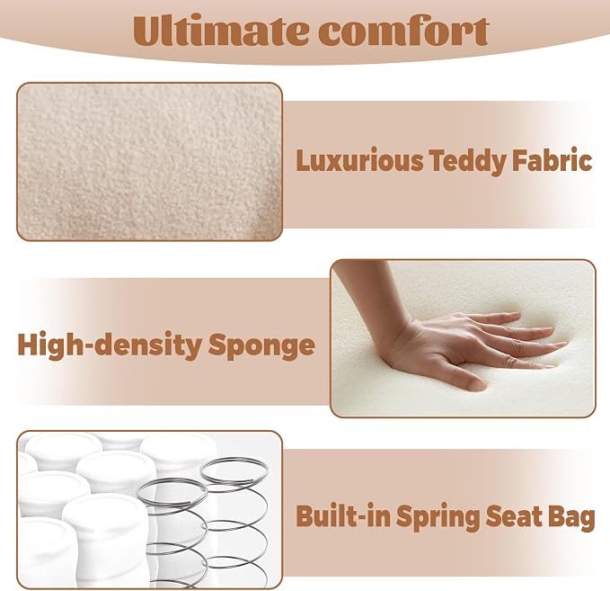 Teddy 360° Swivel Floor Gaming Sofa Chair - Beige | Adjustable Head & Waist Support, Padded Cushion, Folding Gaming Lounge Chair with Armrests & Phone Holder | Home Office - Image 4