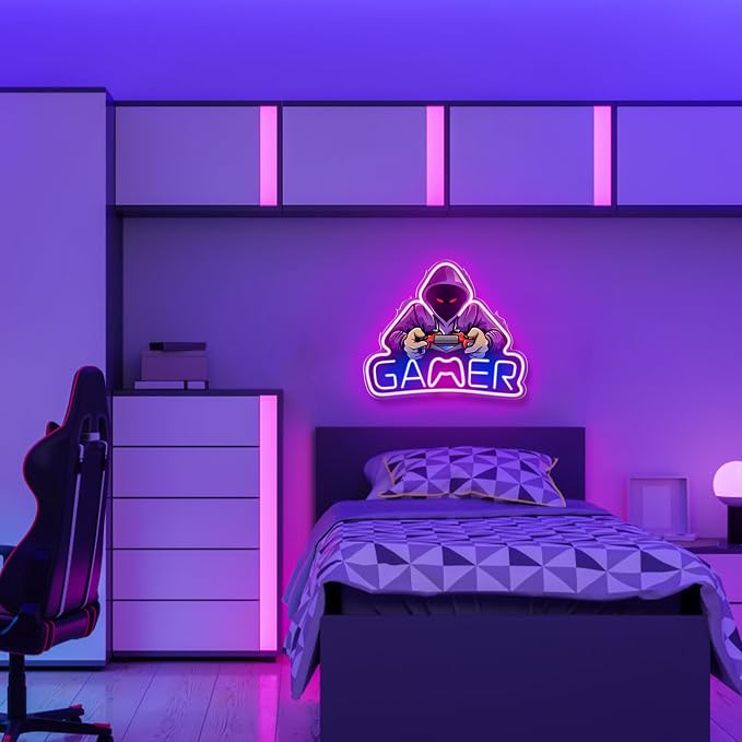 Kavaas Gamer Neon Sign, UV Printed Gaming Neon Sign for Gamer Room Decor - LED Video Game Neon Lights for Bedroom Boys, Gaming Wall decor - Best Gamer Gifts for Teenage Boys, Christmas - Image 6