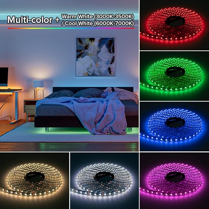 BTF-LIGHTING RGBW LED Strip IP68 Waterproof Warm White DC24V 16.4FT 300LED - Image 6