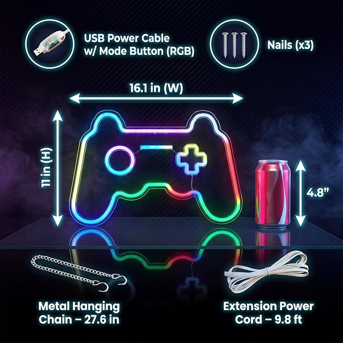 Gamer Neon Sign, Gamepad LED Neon Light, Wall Decor for Gaming Room & Gifts - Image 3