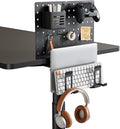 PEGZONE Clamp on Desk Pegboard Shelf, with 2-Slot Under Desk Laptop Holder | with Headphone Holder and Pegboard Accessories, Desk Side Storage for Office Gaming, Desk Organizer, Black by Pegzone