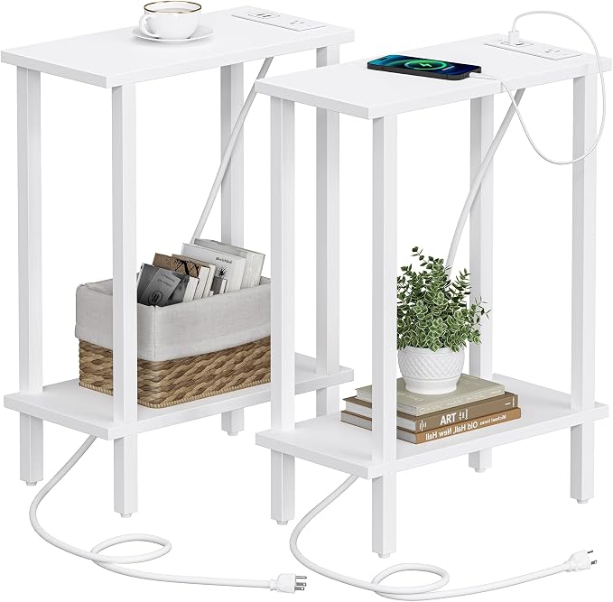 TUTOTAK Narrow Side Table Set of 2, Small End Table with Charging Station by ChoosetutotakFurnitureBuildYourCozyHome