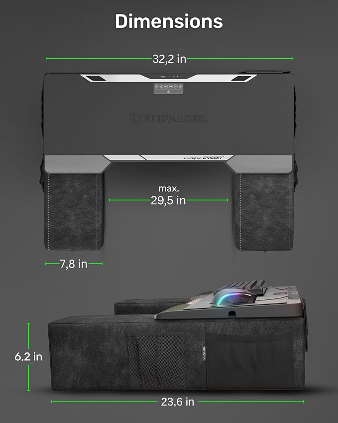 Couchmaster CYCON³ HORIZONLIGHT Bar, Ultimate Ergonomic USB-Hub Gaming Lap Desk for Couch and Bed, Large, Stable and Compatible with All Keyboards and Mouse/Mice, Laptops, PCs, PS4/5, Xbox - Image 6