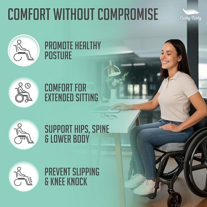 Cushy Tushy Premium Foldable Wheelchair Cushion - for Relief of Lower Back, Sciatic, Butt and Tailbone Pain - for Home & Office Use, Perfect for Travel or Driving - Gray Coccyx Seat Cushion - Image 5