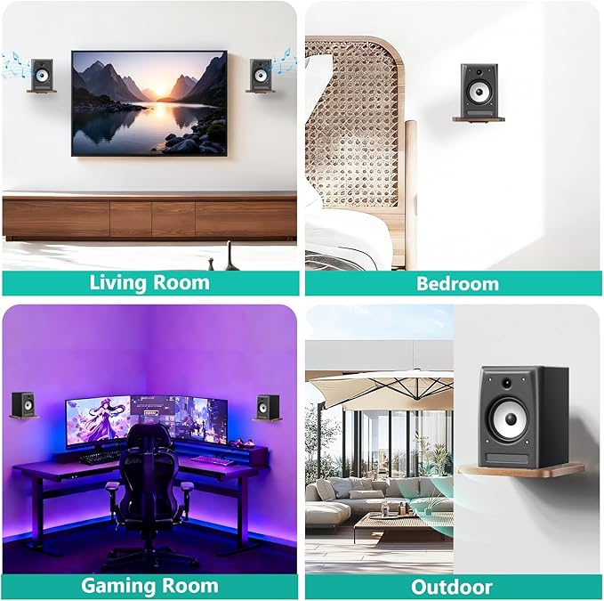 WALI Surround Sound Speaker Wall Mount, 1 Pair Heavy Duty Floating Shelf - Image 5