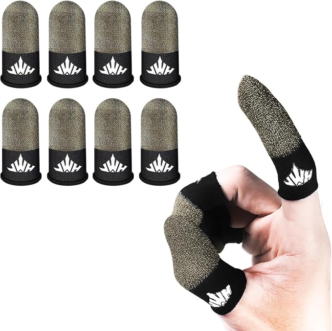 8 Pack Pure Silver Gaming Finger Sleeves Anti Slip Sweat Proof Covers Mobile Phone Gaming Gloves 0.15mm Dedales Gamer Profesionales Sensitive Touch Durable Gaming Thumb Sleeve for Pubg by Unknown