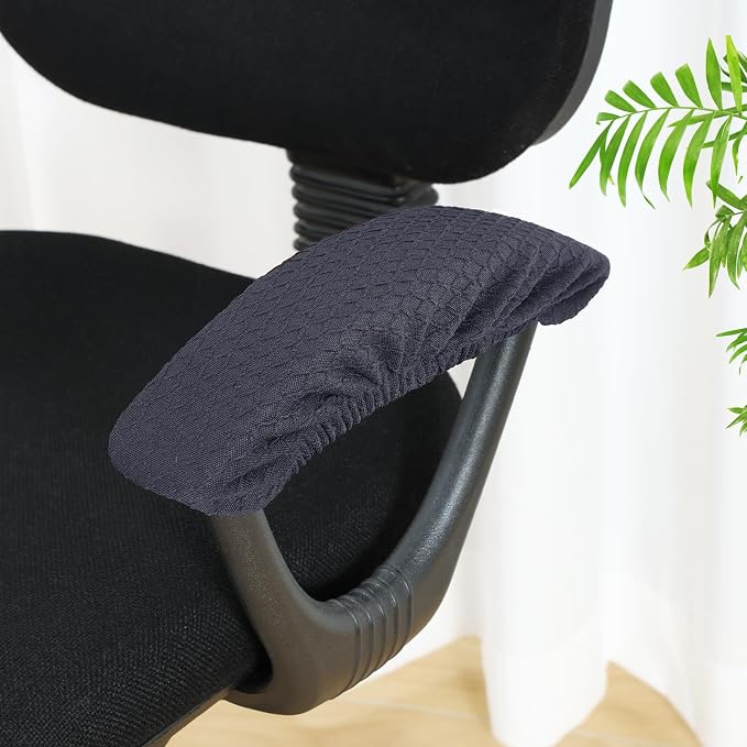 Smiry Office Computer Chair Armrest Covers, 2PCs Anti-dust Arm Rest Pad | Removable Washable Desk Chair Arm Pad Covers, Dark Grey - Image 2