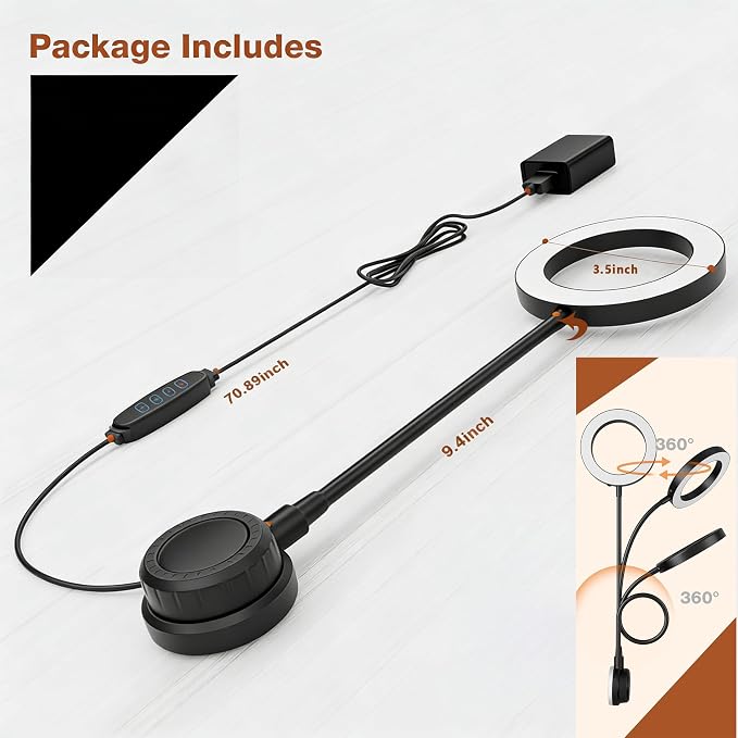 Ring Light for Computer Monitor,Suction Cup Small Desk Lamp for Office Home - Image 4