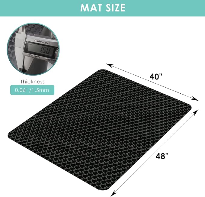 Vicwe Office Chair Mat for Hardwood Floor, 48" x 40" Chair Mat, Anti-Slip | Easy Glide for Chairs, Easy Clean, Multi-Purpose Desk Chair Mats, Hard Floor Protector for Gaming, Home Office, Black - Image 7