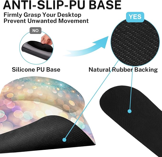 Britimes Ergonomic Mouse Pad Set with Wrist Rest, Glitter Gold - Image 6