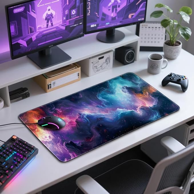 Galaxy Large Gaming Mouse Pad Desk Mat 31.5"x15.7" | Extended Mousepad, Non-Slip Rubber Base , Stitched Edges, for Computer/Laptop/Office/Home - Image 7