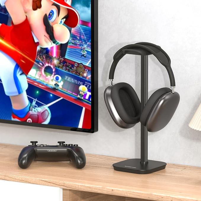 Headphone Stand, Desktop Headset Holder Heavy Base Desk Earphone Stand Aluminum Gaming Headset Hanger Rack for AirPods Max, AirPods, AirPods Pro, Sony, Beats, Bose, Razer and More(Black) - Image 8