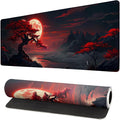 Extended Gaming Mouse Pad, Large Desk Mat XL Anime Mouse Pad Waterproof with Stitched Edges, Non-Slip Desktop Pad for Home and Office, Level Up Your 31.5x11.8 Inch (Darkness Red Moon) by Brecoy
