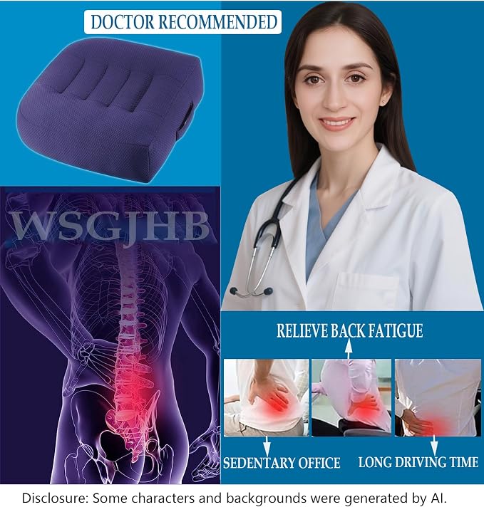 WSGJHB Office Chair Cushion Pillow Adult Car Booster Seat Cushions | Seat Cushions for Short People Effectively Increase Field of View Lower Back Fatigue Relief, for Home Anti-Slip 18x18x4.7" - Image 4