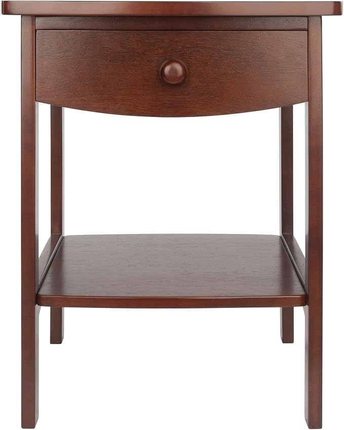 Winsome 22 x 18 x 18-Inch Wood Curved End Table/Night Stand with One Drawer, Brown (94918) - Image 5
