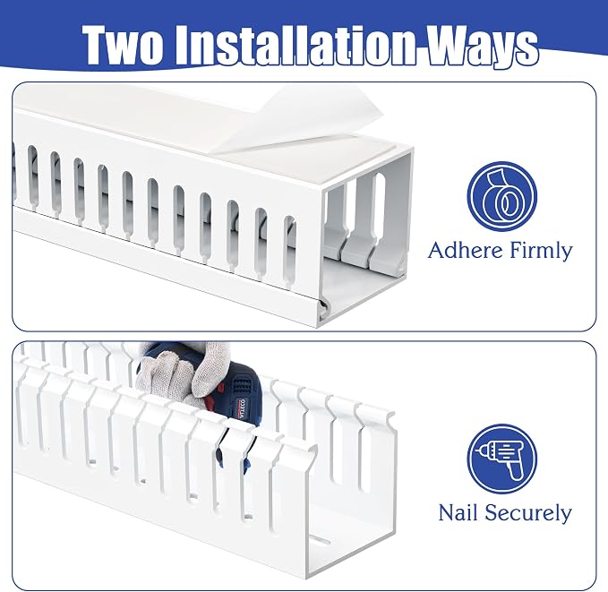 2" H x 2" W Cable Raceway, 33in Under Desk Wire Management Channel, White - Image 5