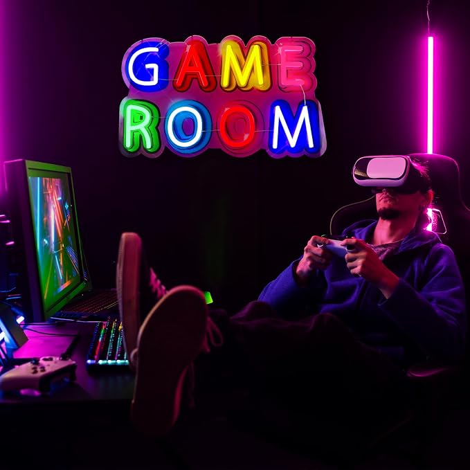 Game Room Neon Sign,Game Neon Lights Wall Decor for Internet Cafe, Gaming Room, Man cave, Bedroom Gift Art for Boys Girls Fans Gamer-15.8 x 9.61 IN-USB Powered-Acrylic - Image 2