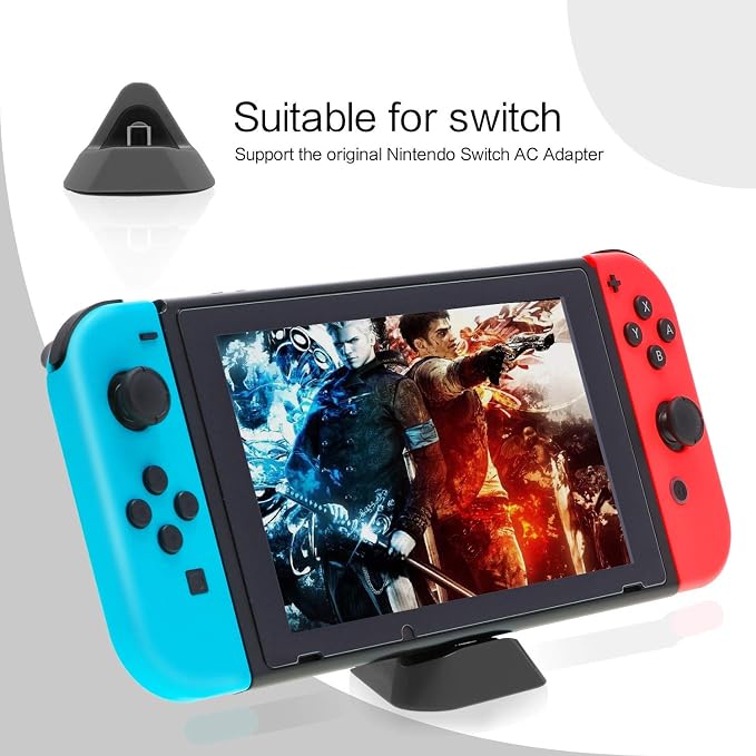 ECHZOVE Gray Charging Dock for Nintendo Switch Lite, USB Type-C Charger - Includes Nonskid Design & Portable Tabletop Mount - Image 7